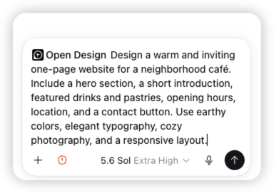 真实 Codex 提示词，请 Open Design 创建一个温暖的社区咖啡馆网站