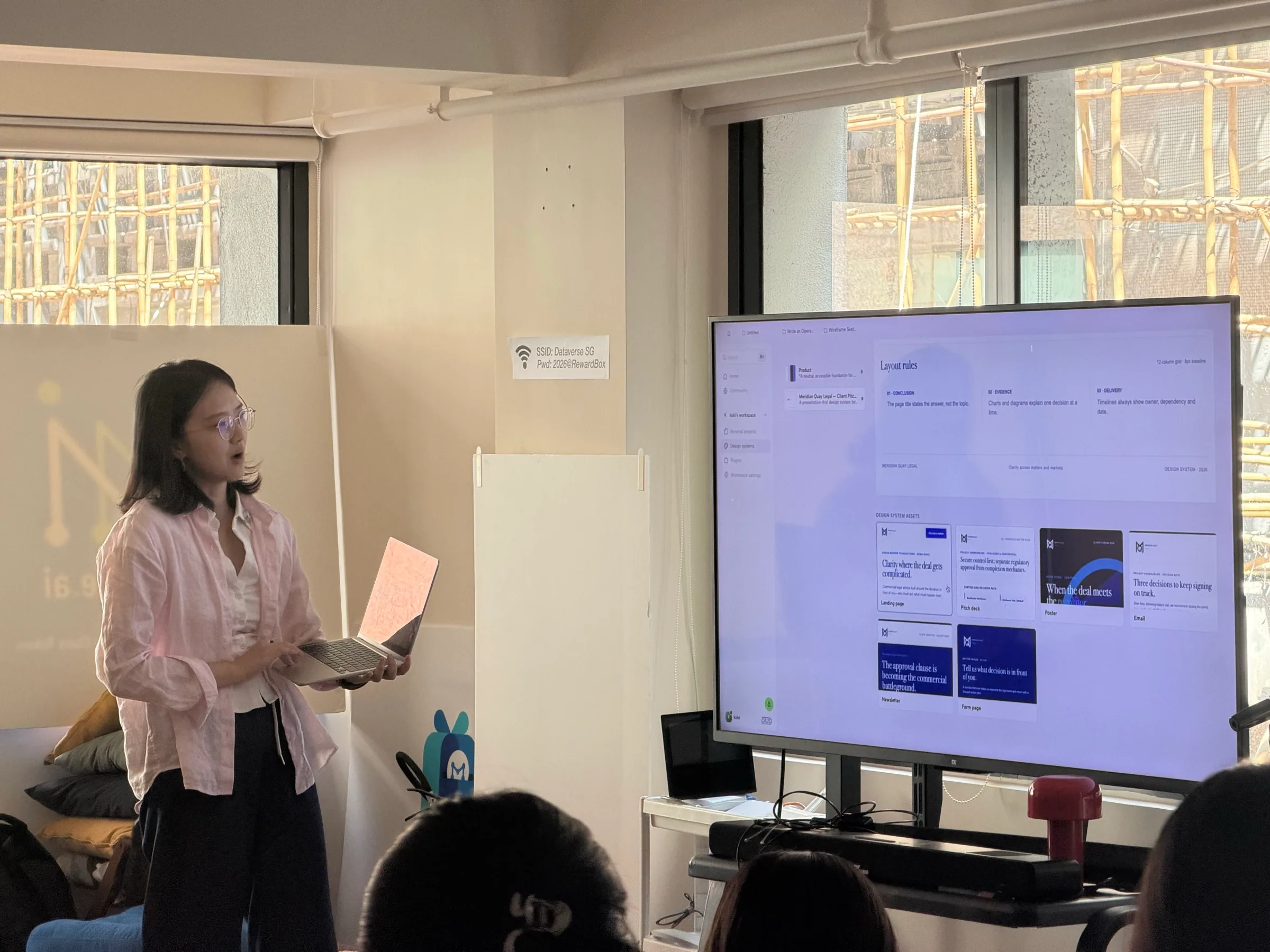 A participant presenting a design system workflow in Open Design.